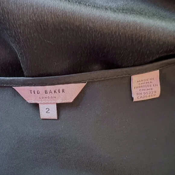 Ted Baker Womens Black Silk Beaded Flutter Sleeve Party Dress Size 2 UK 10 - Picture 3 of 3